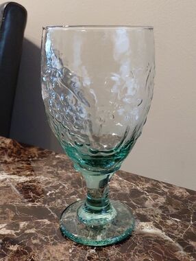 Vintage Libbey Orchard Fruit Spanish Green Water Goblet